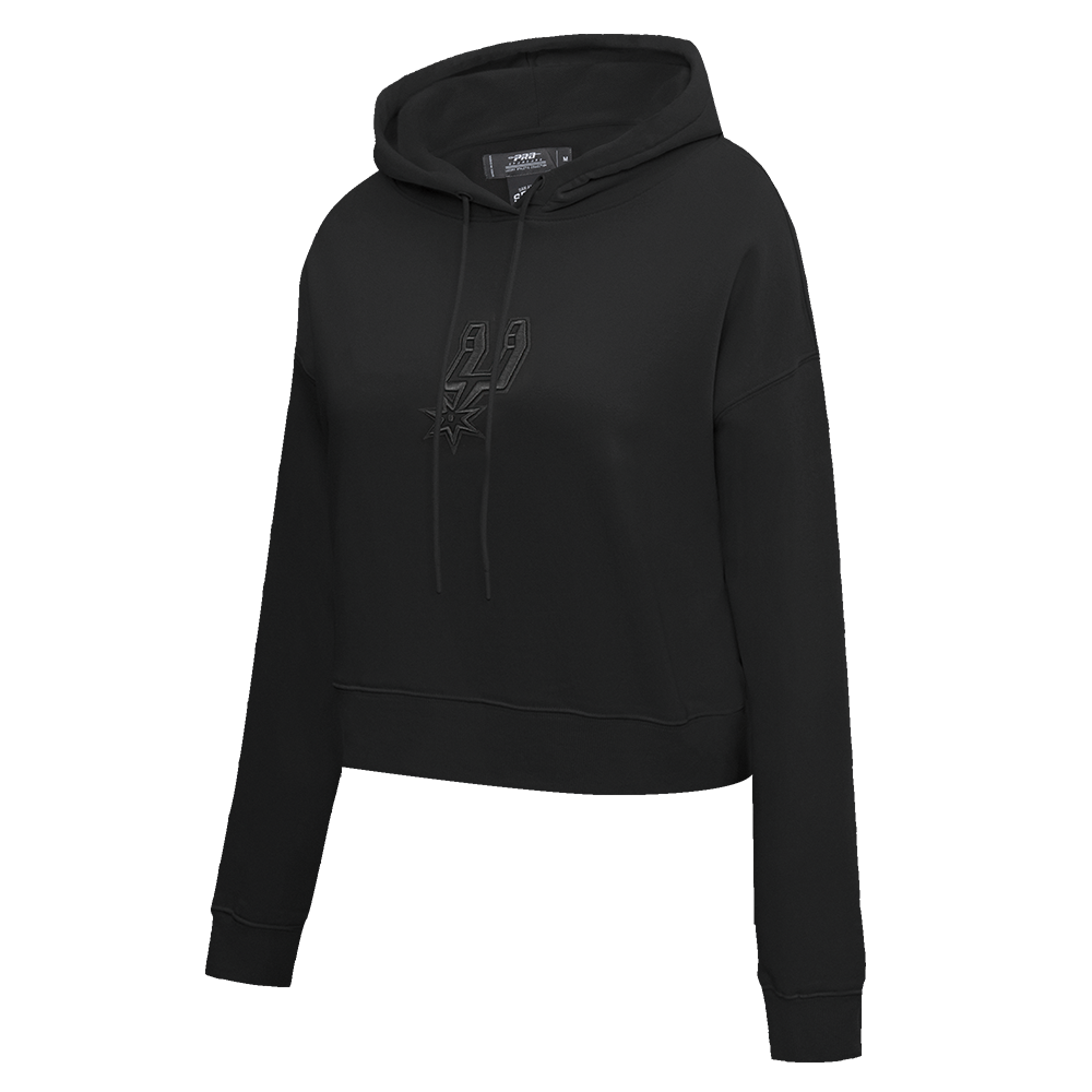 NBA SAN ANTONIO SPURS NEUTRAL WOMEN'S CROPPED PULLOVER HOODIE (BLACK)