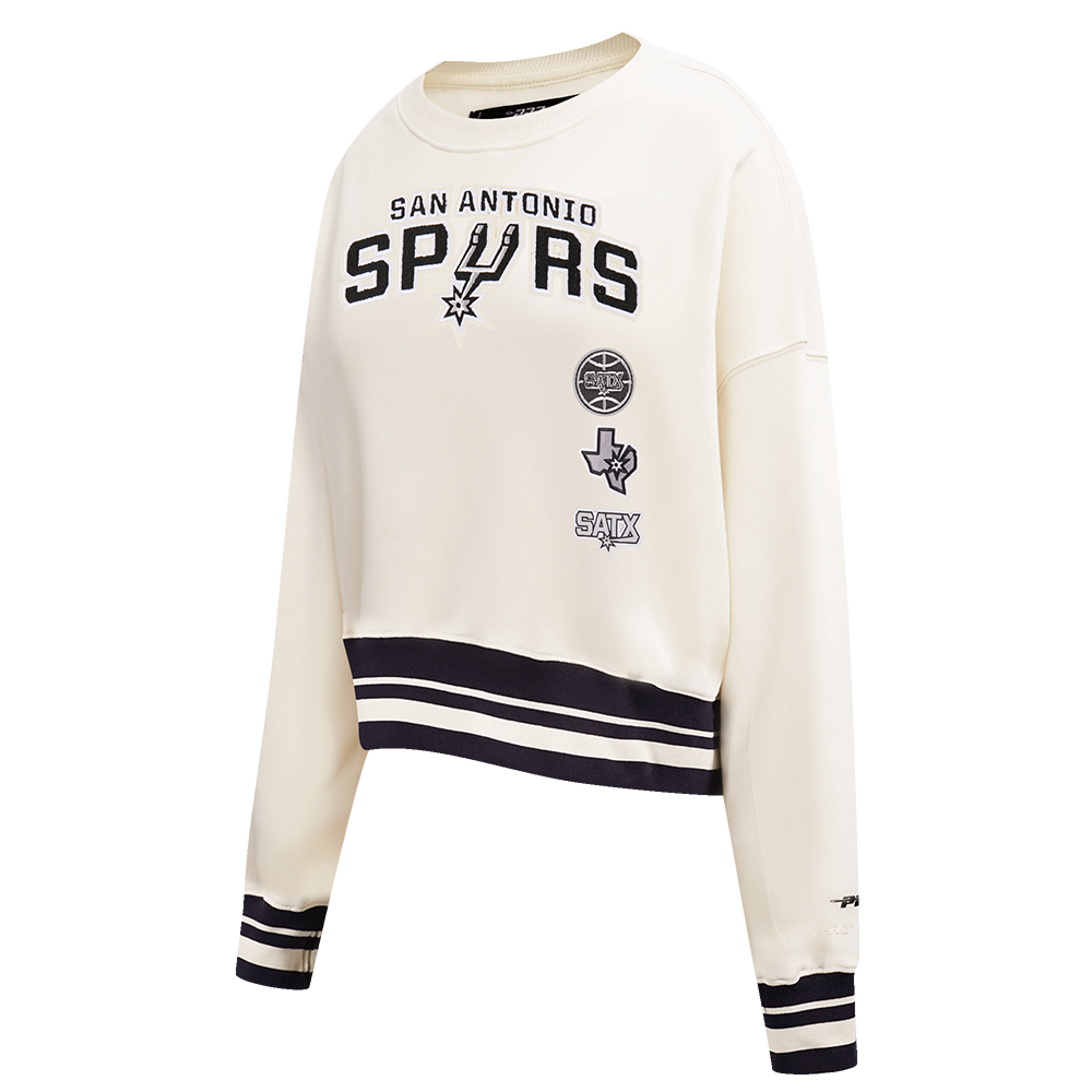 NBA SAN ANTONIO SPURS RETRO CLASSIC WOMEN'S RIB CREWNECK (EGGSHELL/ BLACK)