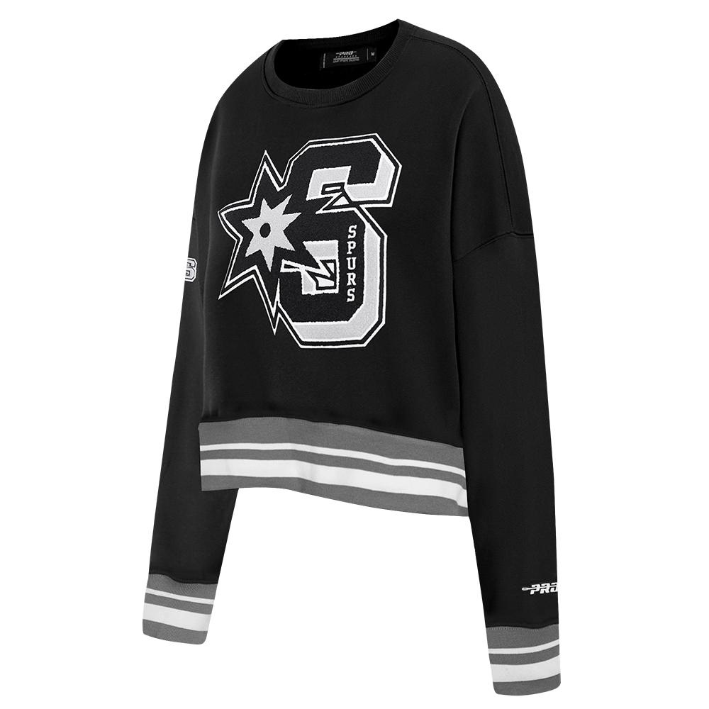 NBA SAN ANTONIO SPURS MASHUP WOMEN'S RIB CREWNECK (BLACK/GRAY)