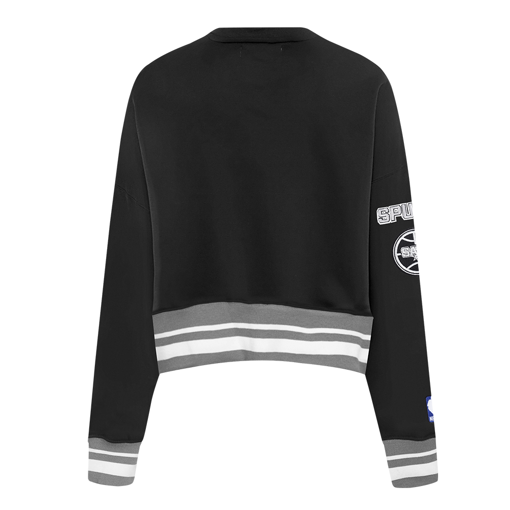 NBA SAN ANTONIO SPURS MASHUP WOMEN'S RIB CREWNECK (BLACK/GRAY)