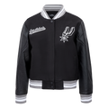 NBA SAN ANTONIO SPURS SCRIPT TAIL WOMEN'S WOOL VARSITY JACKET (BLACK/GRAY)