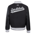 NBA SAN ANTONIO SPURS SCRIPT TAIL WOMEN'S WOOL VARSITY JACKET (BLACK/GRAY)
