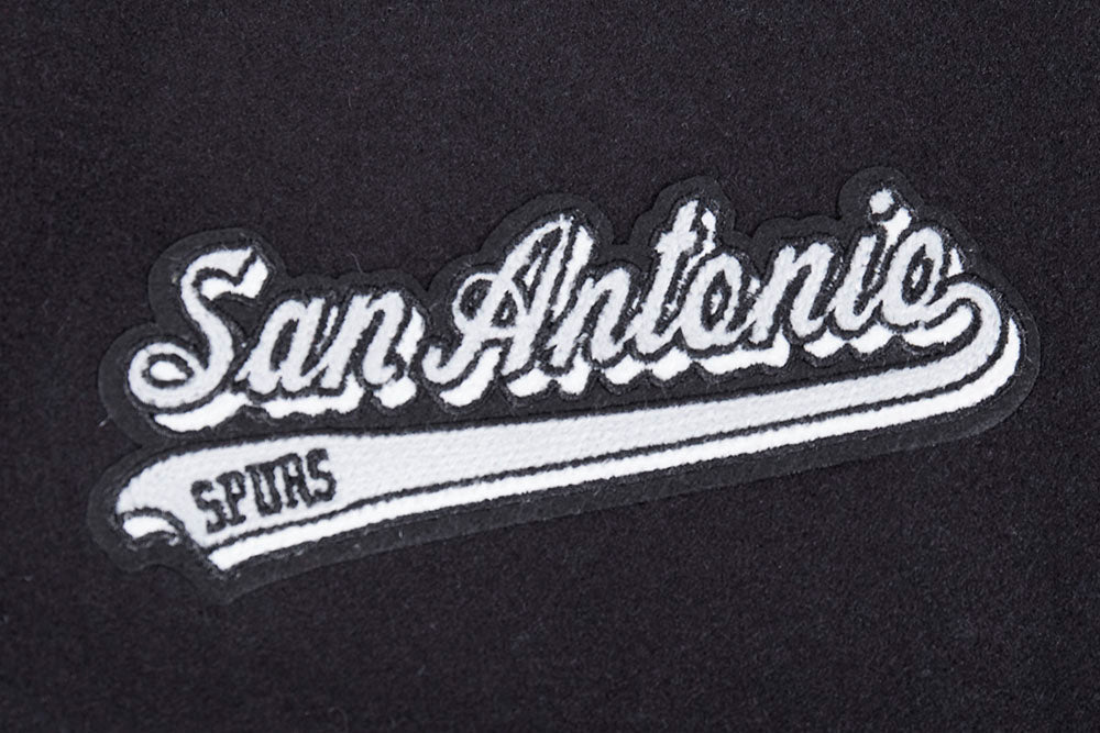 NBA SAN ANTONIO SPURS SCRIPT TAIL WOMEN'S WOOL VARSITY JACKET (BLACK/GRAY)