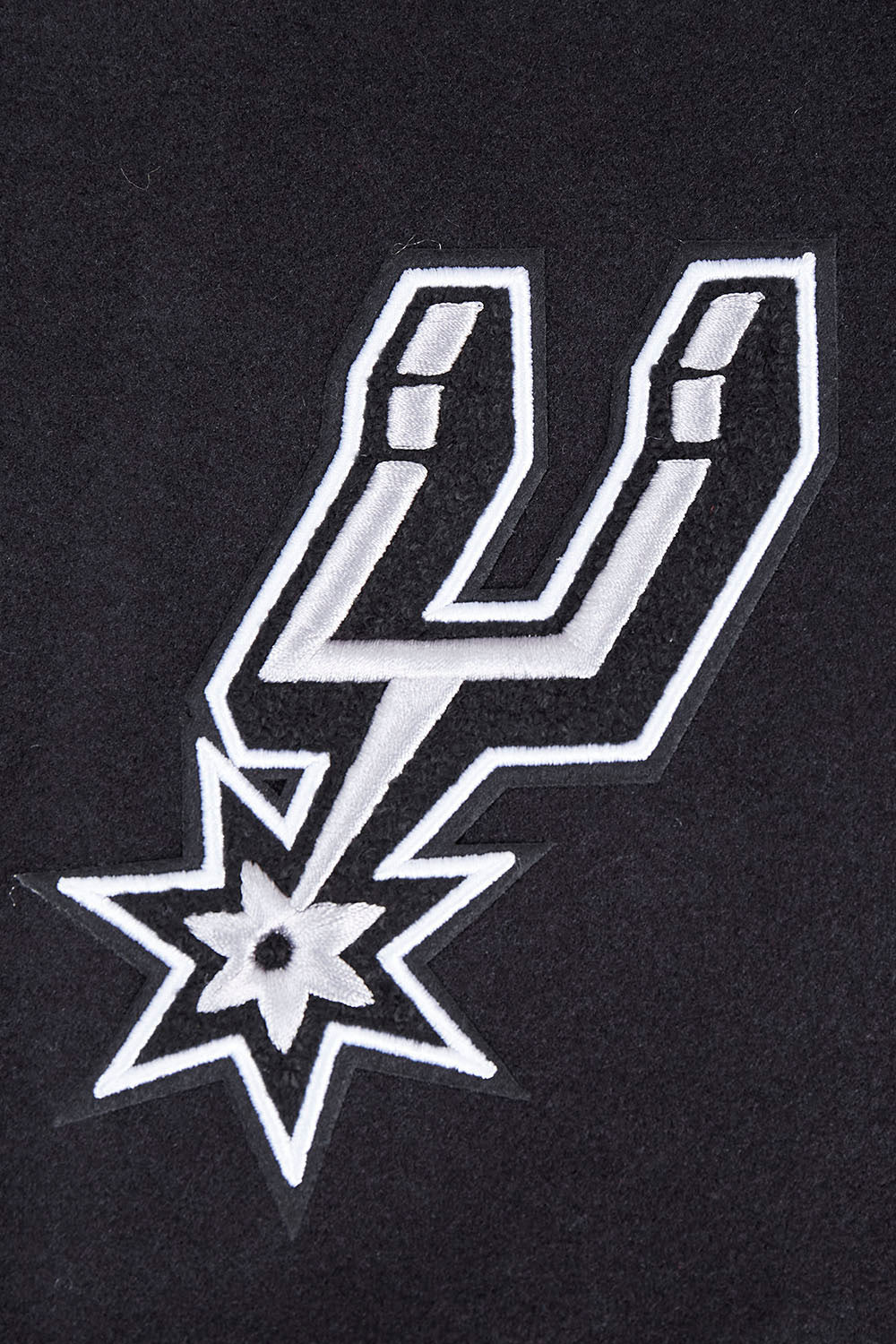 NBA SAN ANTONIO SPURS SCRIPT TAIL WOMEN'S WOOL VARSITY JACKET (BLACK/GRAY)