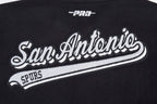 NBA SAN ANTONIO SPURS SCRIPT TAIL WOMEN'S WOOL VARSITY JACKET (BLACK/GRAY)