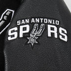 NBA SAN ANTONIO SPURS RETRO CLASSIC BLOUSON COLLÉGIAL EN LAINE À BORDS CÔTELÉS POUR FEMME (NOIR/GRIS)