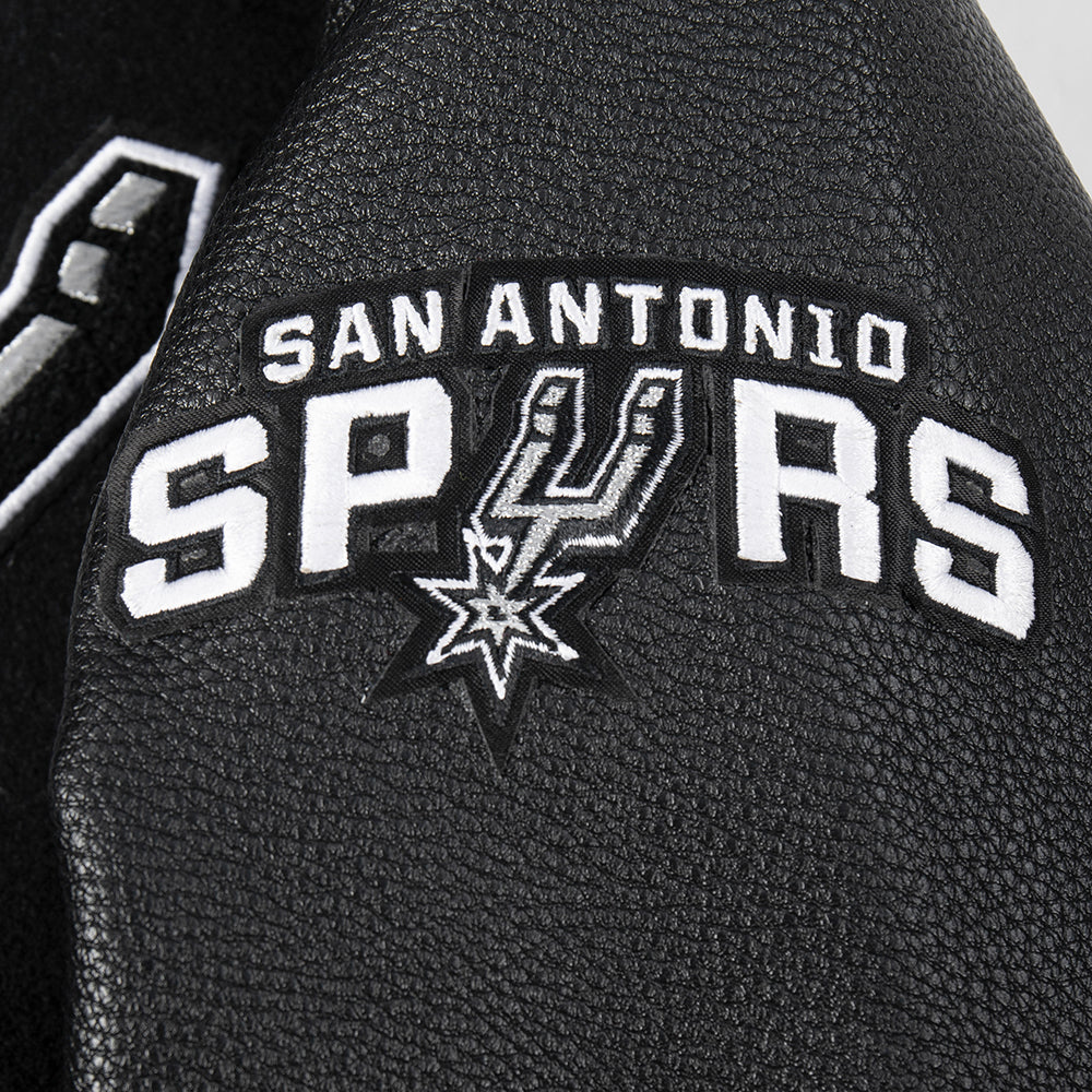 NBA SAN ANTONIO SPURS RETRO CLASSIC BLOUSON COLLÉGIAL EN LAINE À BORDS CÔTELÉS POUR FEMME (NOIR/GRIS)