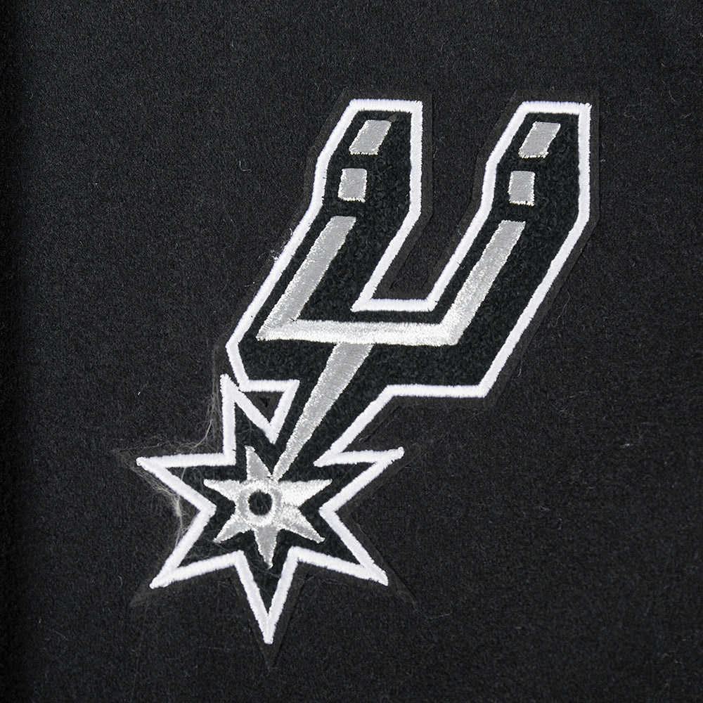 NBA SAN ANTONIO SPURS RETRO CLASSIC BLOUSON COLLÉGIAL EN LAINE À BORDS CÔTELÉS POUR FEMME (NOIR/GRIS)