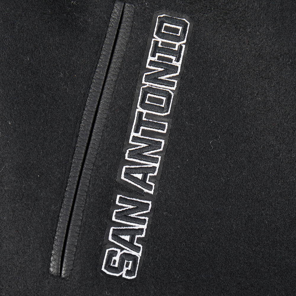 NBA SAN ANTONIO SPURS RETRO CLASSIC BLOUSON COLLÉGIAL EN LAINE À BORDS CÔTELÉS POUR FEMME (NOIR/GRIS)