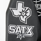 NBA SAN ANTONIO SPURS RETRO CLASSIC BLOUSON COLLÉGIAL EN LAINE À BORDS CÔTELÉS POUR FEMME (NOIR/GRIS)