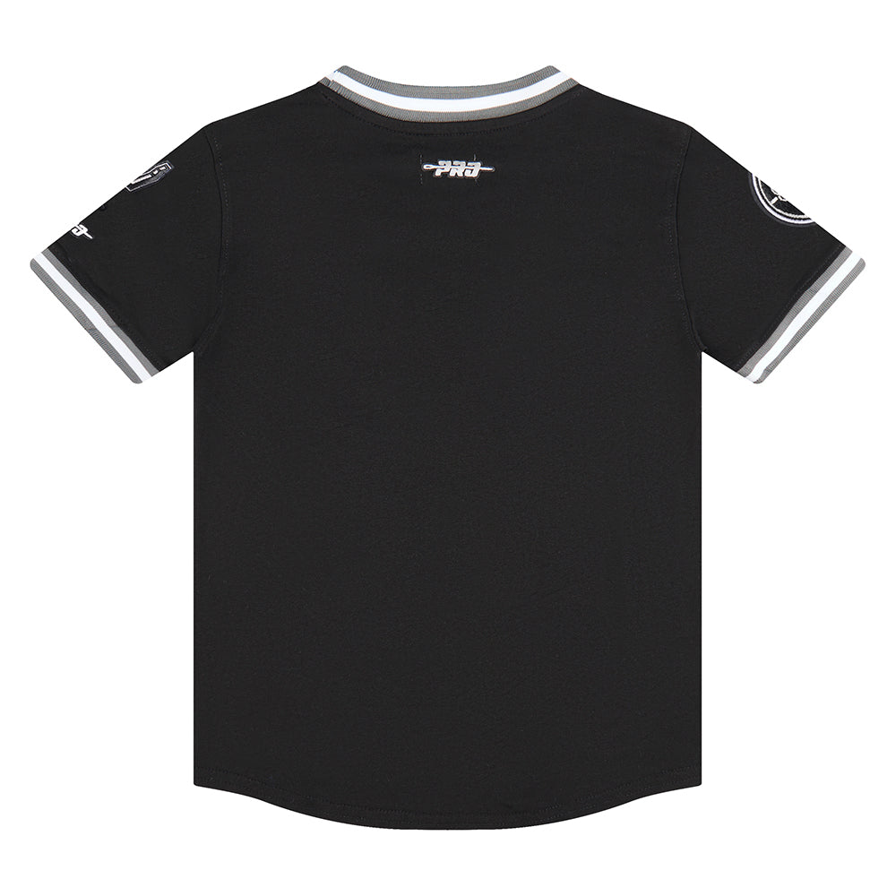 NBA SAN ANTONIO SPURS CLASSIC LITTLE BOYS SHORT SLEEVE STRIPED RIB TEE (BLACK/GRAY)