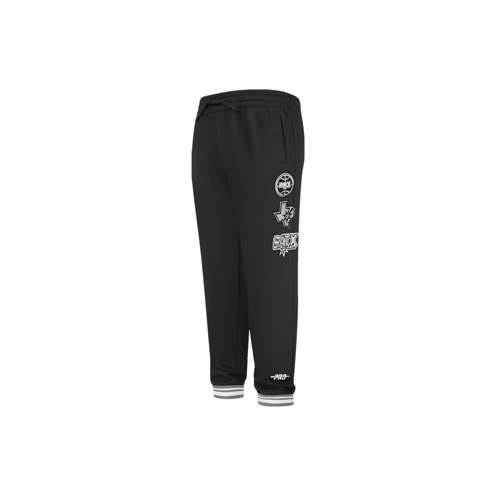 NBA SAN ANTONIO SPURS RETRO CLASSIC PANTALON OUATÉ EN MOLLETON CÔTELÉ POUR GARÇON ENFANT (NOIR/GRIS)