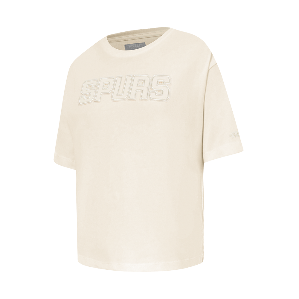 NBA SAN ANTONIO SPURS NEUTRAL LITTLE GIRLS SHORT SLEEVE BOXY TEE (EGGSHELL)