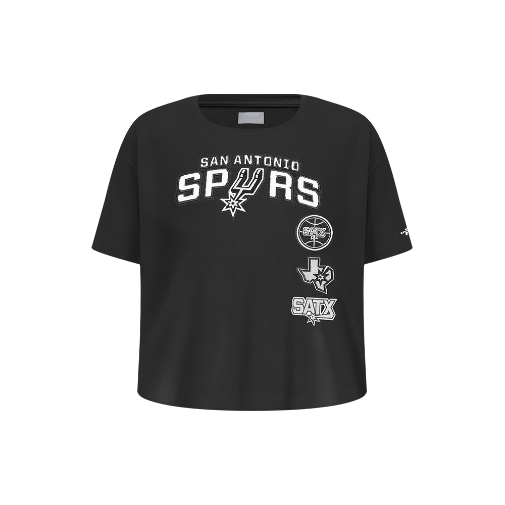 NBA SAN ANTONIO SPURS RETRO CLASSIC LITTLE GIRL'S SHORT SLEEVE BOXY TEE (BLACK)