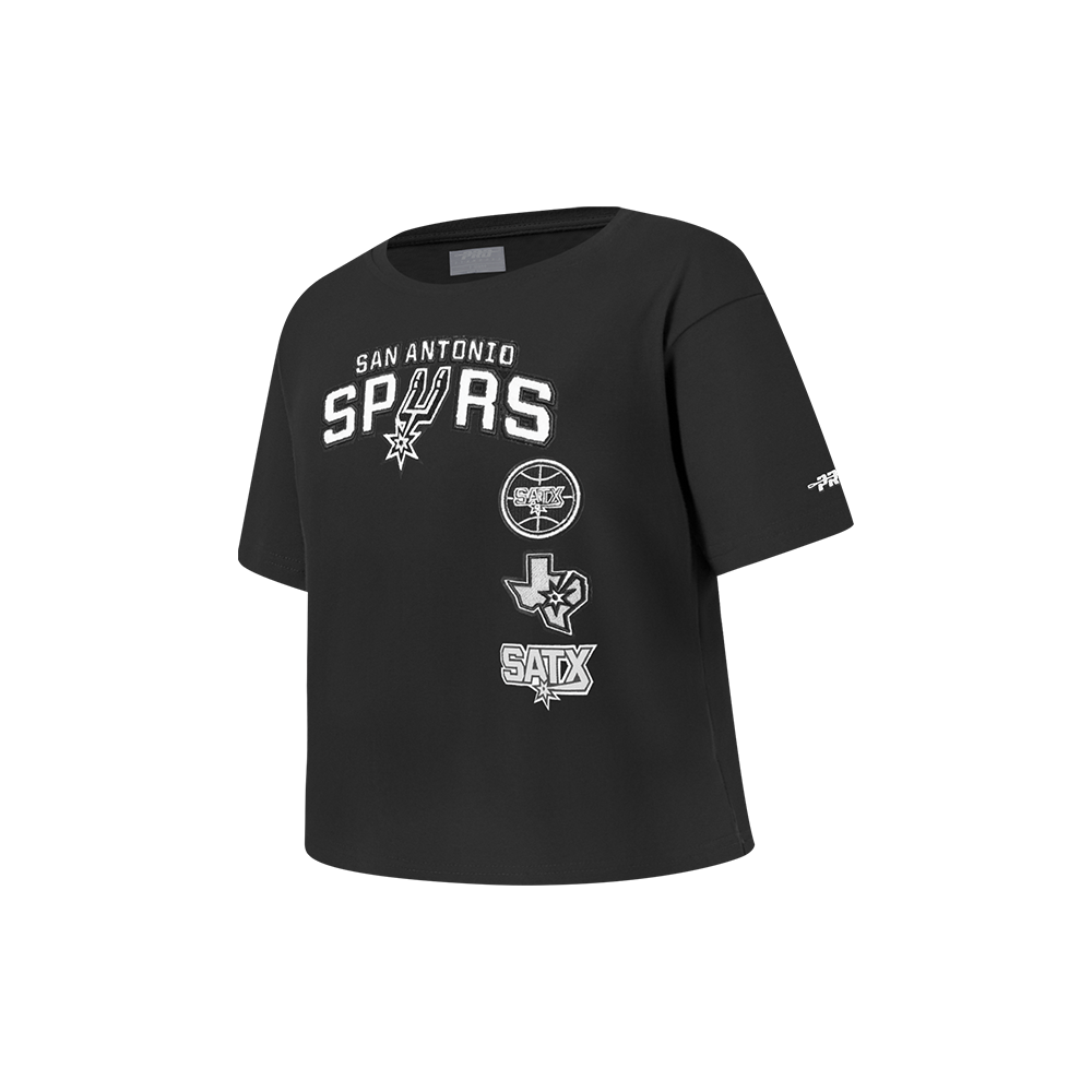 NBA SAN ANTONIO SPURS RETRO CLASSIC LITTLE GIRLS SHORT SLEEVE BOXY TEE (BLACK)
