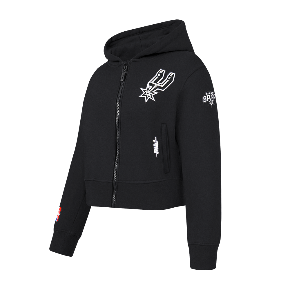NBA SAN ANTONIO SPURS CLASSIC LITTLE GIRL'S FLEECE FULL ZIP HOODIE (BLACK)