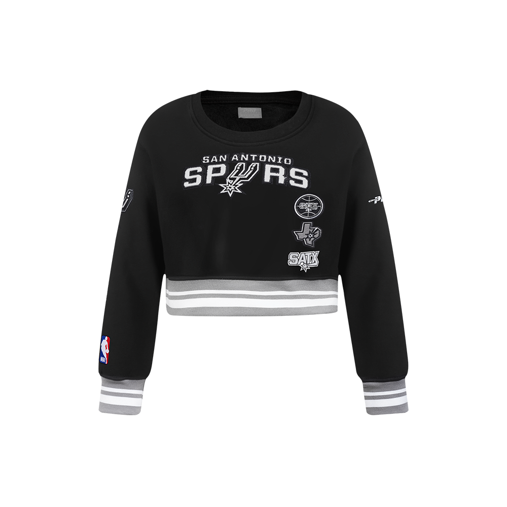 NBA SAN ANTONIO SPURS RETRO CLASSIC LITTLE GIRL'S RIB FLEECE CREWNECK (BLACK/GRAY)