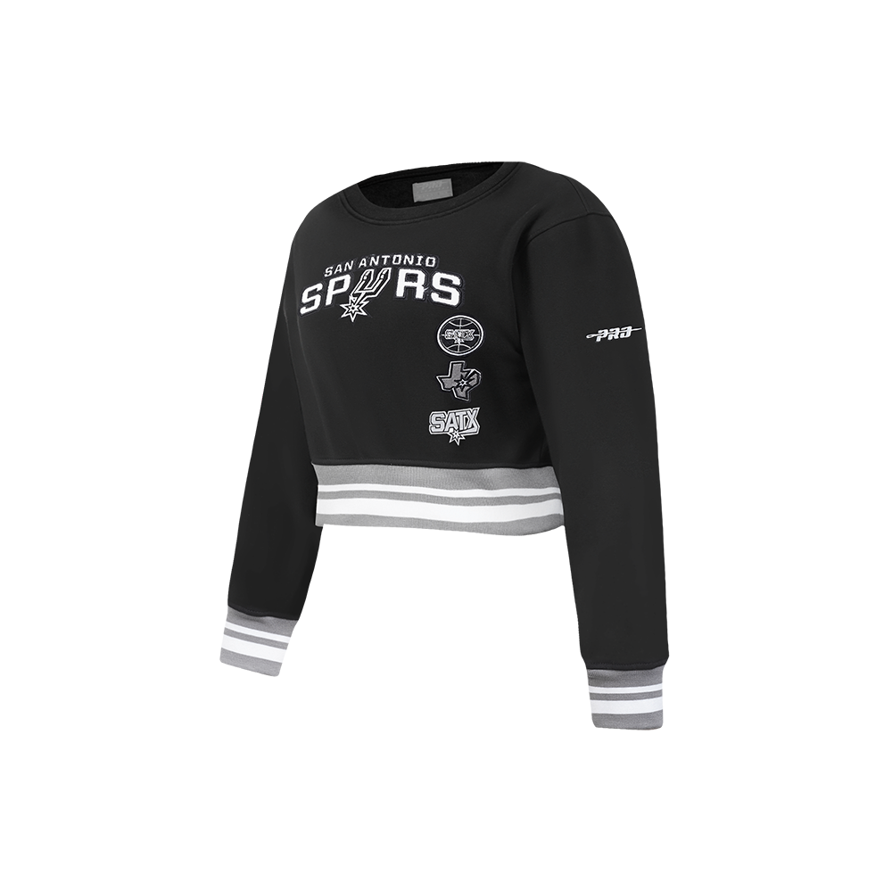 NBA SAN ANTONIO SPURS RETRO CLASSIC LITTLE GIRLS  RIB FLEECE CREWNECK (BLACK/GRAY)