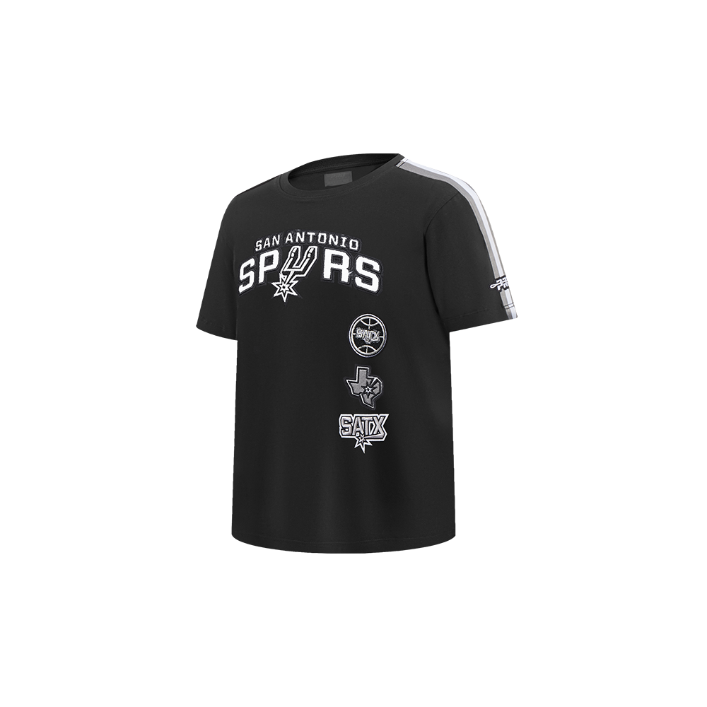NBA SAN ANTONIO SPURS RETRO CLASSIC T-SHIRT À BANDES À MANCHES COURTES POUR GARÇON BAMBIN (NOIR/GRIS)