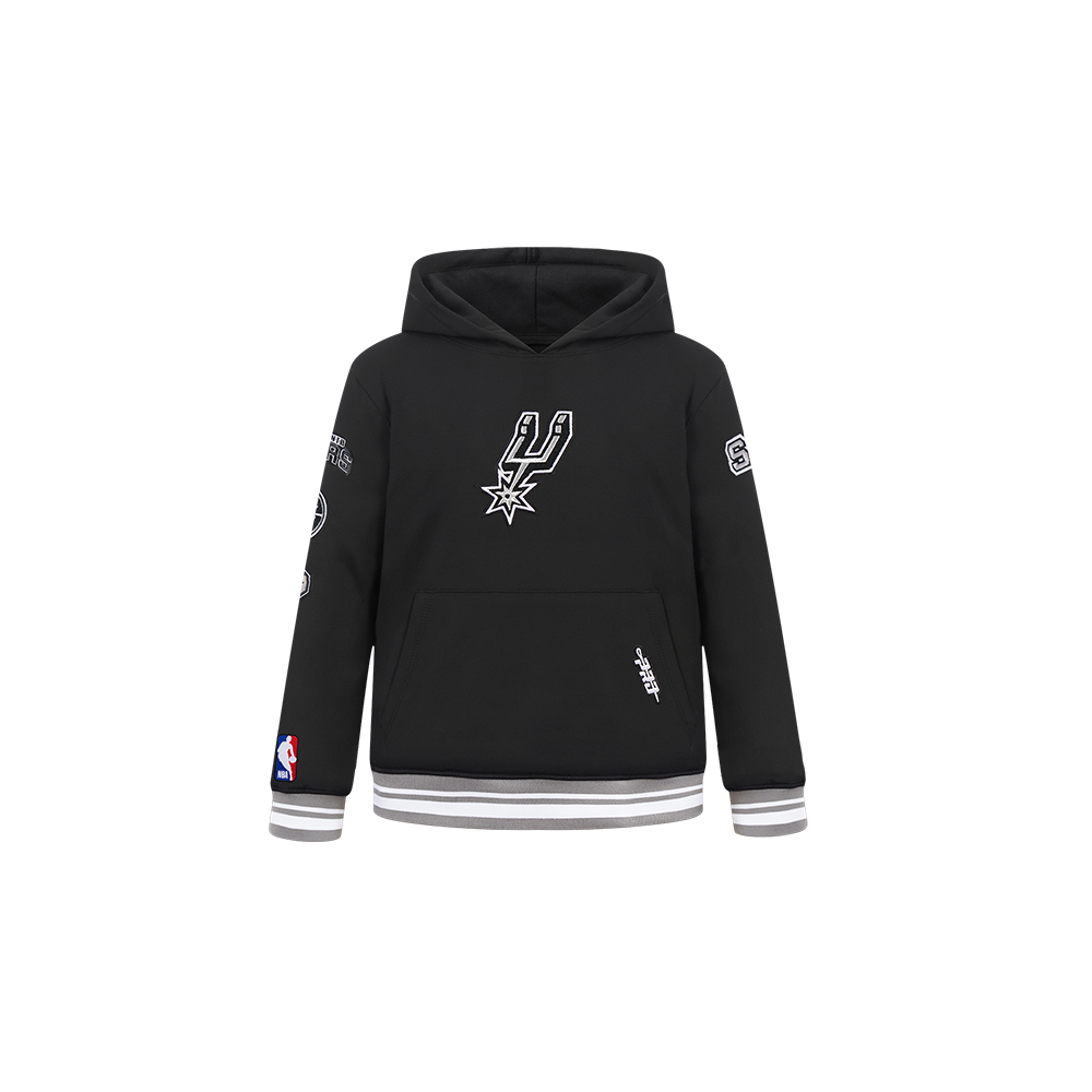 NBA SAN ANTONIO SPURS RETRO CLASSIC CHANDAIL À CAPUCHON EN MOLLETON CÔTELÉ POUR GARÇON BAMBIN (NOIR/GRIS)