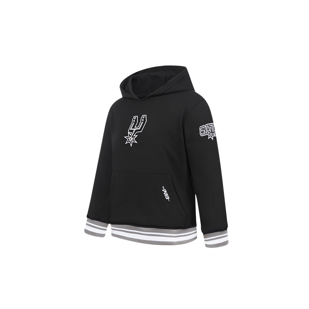 NBA SAN ANTONIO SPURS RETRO CLASSIC TODDLER BOYS RIB FLEECE PULLOVER HOODIE (BLACK/GRAY)