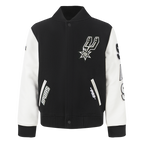 NBA SAN ANTONIO SPURS CLASSIC BLOUSON COLLÉGIAL EN LAINE POUR GARÇON BAMBIN (NOIR/BLANC)