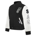 NBA SAN ANTONIO SPURS CLASSIC BLOUSON COLLÉGIAL EN LAINE POUR GARÇON BAMBIN (NOIR/BLANC)