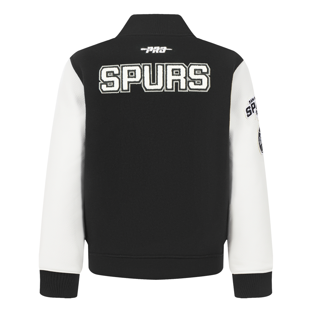 NBA SAN ANTONIO SPURS CLASSIC BLOUSON COLLÉGIAL EN LAINE POUR GARÇON BAMBIN (NOIR/BLANC)