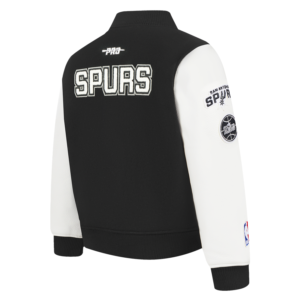 NBA SAN ANTONIO SPURS CLASSIC BLOUSON COLLÉGIAL EN LAINE POUR GARÇON BAMBIN (NOIR/BLANC)
