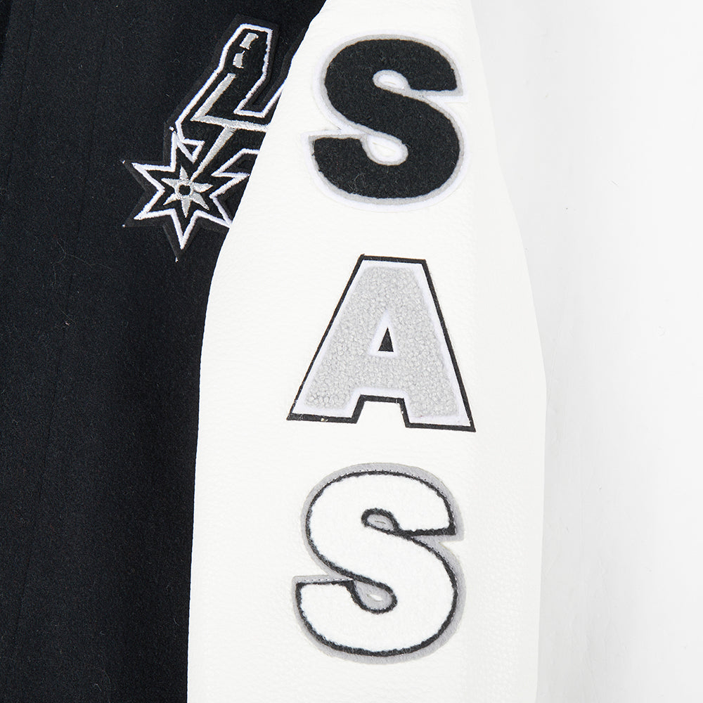 NBA SAN ANTONIO SPURS CLASSIC BLOUSON COLLÉGIAL EN LAINE POUR GARÇON BAMBIN (NOIR/BLANC)