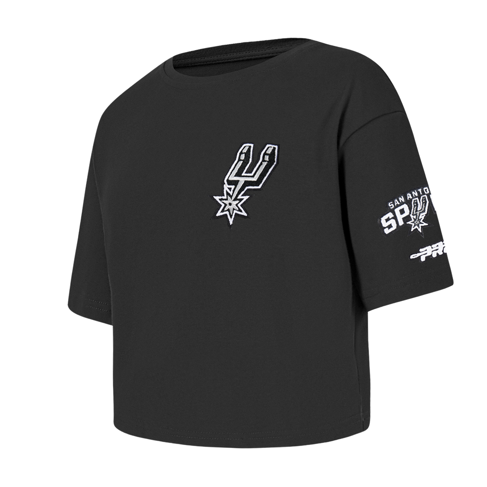 NBA SAN ANTONIO SPURS CLASSIC T-SHIRT À COUPE CARRÉE À MANCHES COURTES POUR FILLE BAMBIN (NOIR)