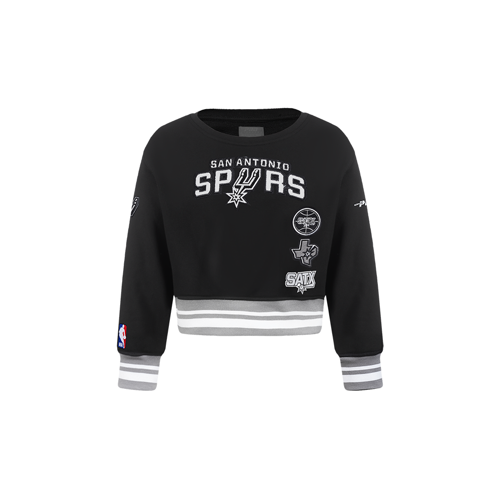 NBA SAN ANTONIO SPURS RETRO CLASSIC CHANDAIL À COL ROND EN MOLLETON CÔTELÉ POUR FILLE BAMBIN (NOIR/GRIS)