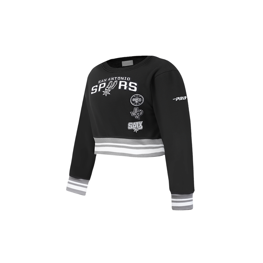 NBA SAN ANTONIO SPURS RETRO CLASSIC CHANDAIL À COL ROND EN MOLLETON CÔTELÉ POUR FILLE BAMBIN (NOIR/GRIS)
