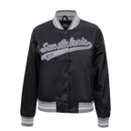 NBA SAN ANTONIO SPURS SCRIPT TAIL WOMEN'S SATIN JACKET (BLACK/GRAY)