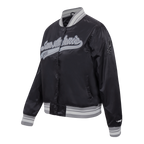 NBA SAN ANTONIO SPURS SCRIPT TAIL WOMEN'S SATIN JACKET (BLACK/GRAY)