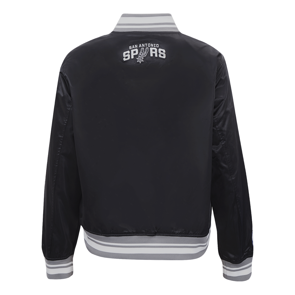 NBA SAN ANTONIO SPURS SCRIPT TAIL WOMEN'S SATIN JACKET (BLACK/GRAY)