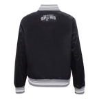 NBA SAN ANTONIO SPURS SCRIPT TAIL WOMEN'S SATIN JACKET (BLACK/GRAY)