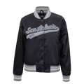 NBA SAN ANTONIO SPURS SCRIPT TAIL WOMEN'S SATIN JACKET (BLACK/GRAY)
