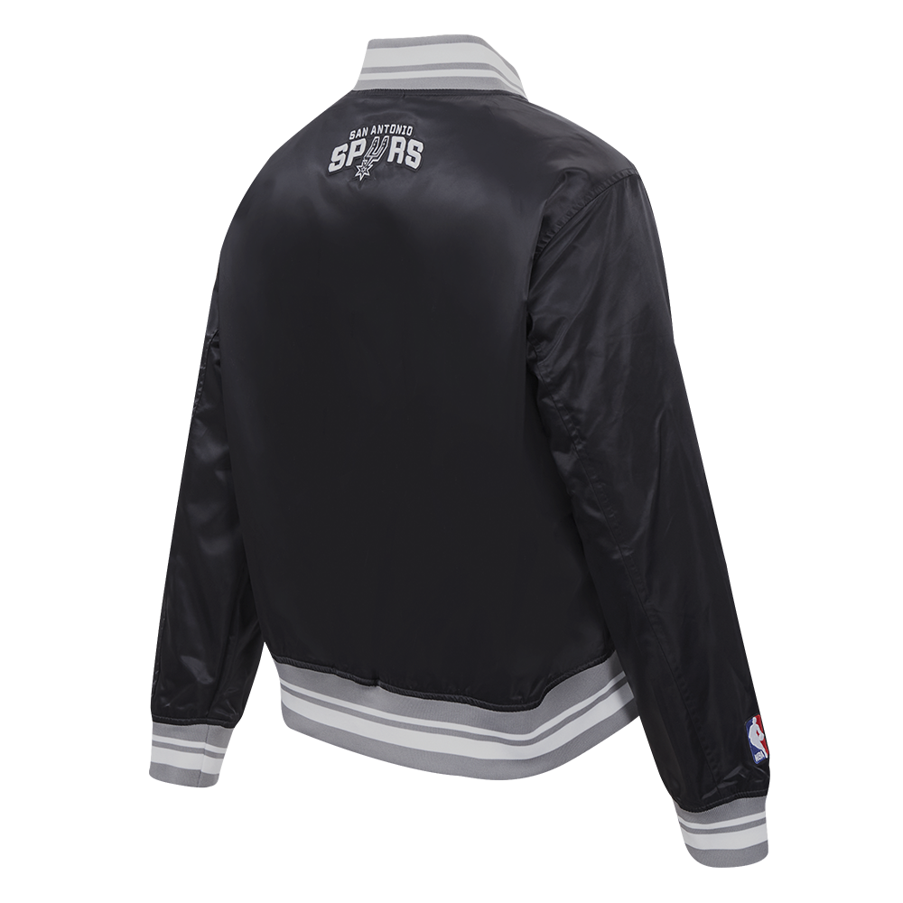 NBA SAN ANTONIO SPURS SCRIPT TAIL WOMEN'S SATIN JACKET (BLACK/GRAY)