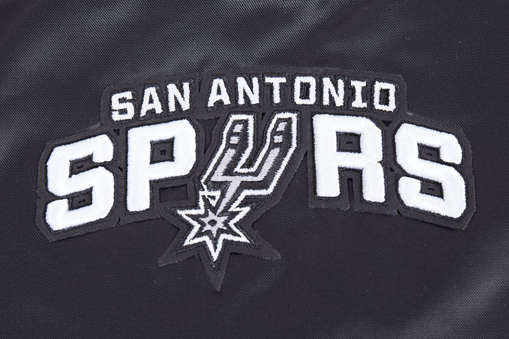 NBA SAN ANTONIO SPURS SCRIPT TAIL WOMEN'S SATIN JACKET (BLACK/GRAY)
