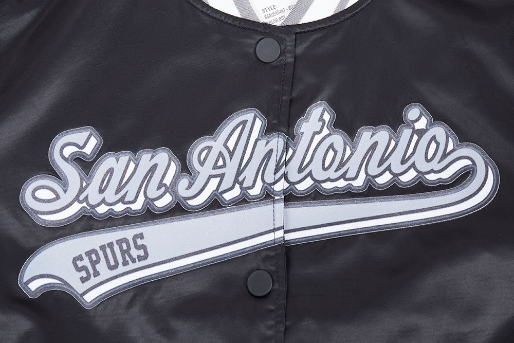 NBA SAN ANTONIO SPURS SCRIPT TAIL WOMEN'S SATIN JACKET (BLACK/GRAY)