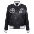 NBA SAN ANTONIO SPURS RETRO CLASSIC WOMEN'S RIB SATIN JACKET (BLACK/GRAY)