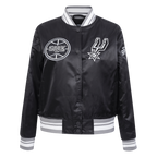 NBA SAN ANTONIO SPURS RETRO CLASSIC WOMEN'S RIB SATIN JACKET (BLACK/GRAY)