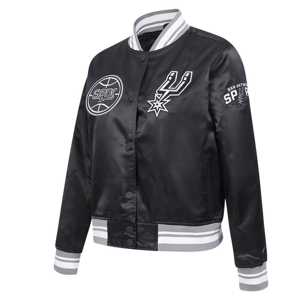 NBA SAN ANTONIO SPURS RETRO CLASSIC WOMEN'S RIB SATIN JACKET (BLACK/GRAY)