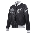 NBA SAN ANTONIO SPURS RETRO CLASSIC WOMEN'S RIB SATIN JACKET (BLACK/GRAY)