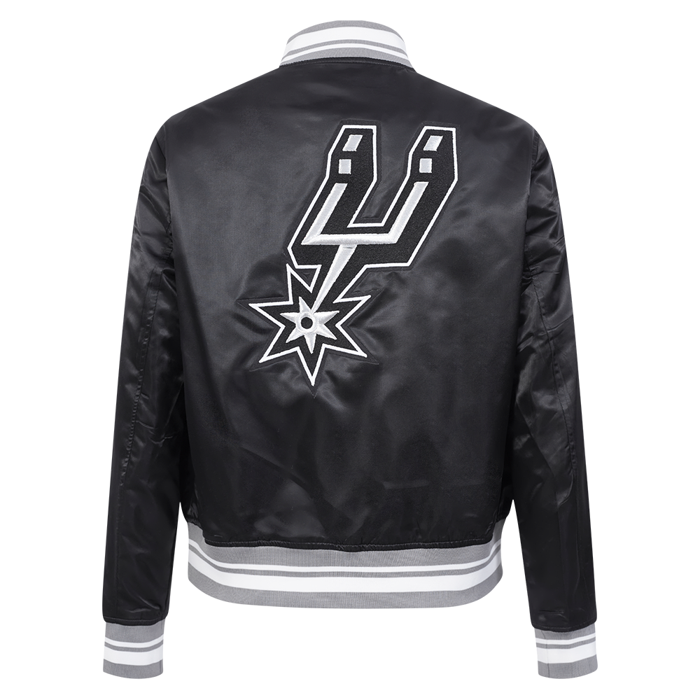 NBA SAN ANTONIO SPURS RETRO CLASSIC WOMEN'S RIB SATIN JACKET (BLACK/GRAY)