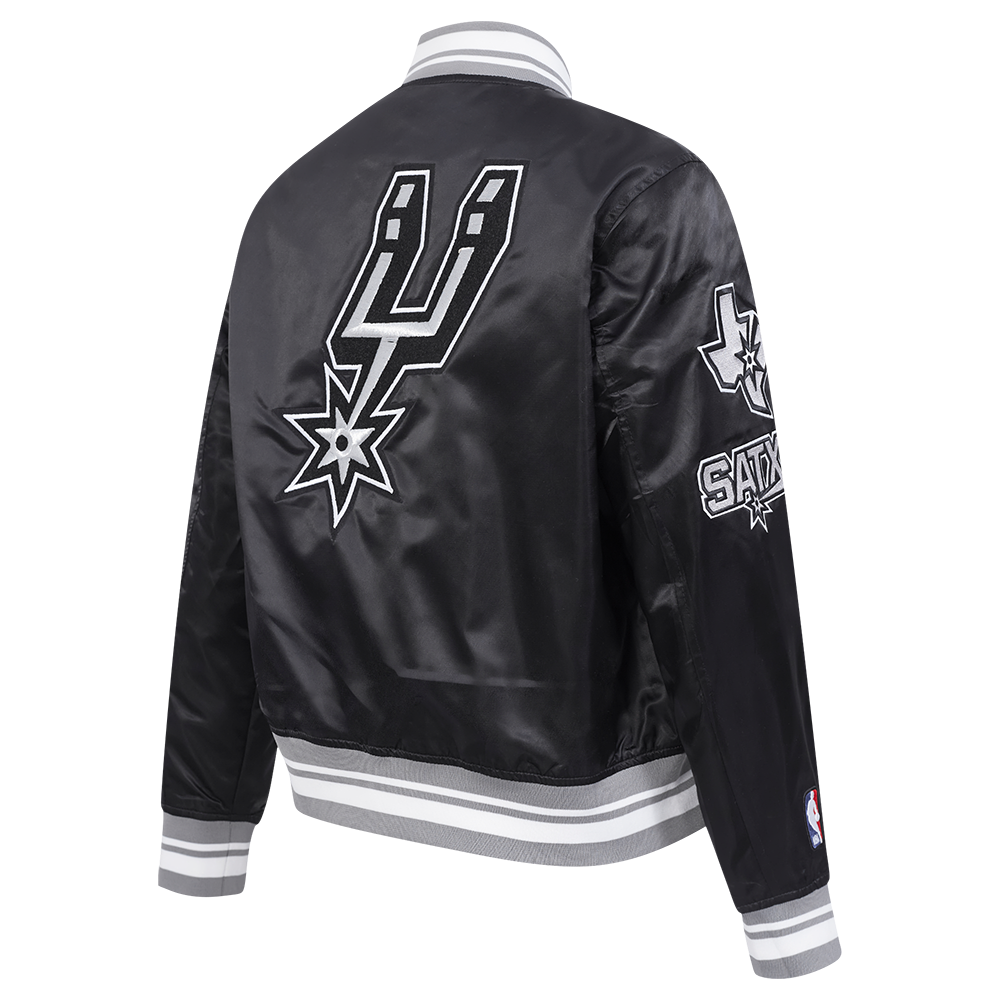 NBA SAN ANTONIO SPURS RETRO CLASSIC WOMEN'S RIB SATIN JACKET (BLACK/GRAY)