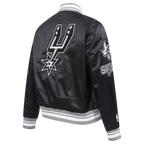 NBA SAN ANTONIO SPURS RETRO CLASSIC WOMEN'S RIB SATIN JACKET (BLACK/GRAY)