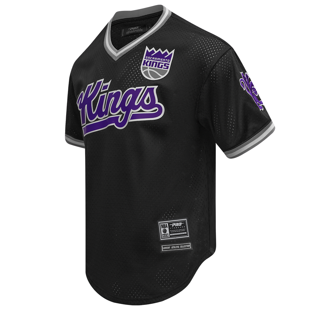 NBA SACRAMENTO KINGS CLASSIC MESH MEN'S VNECK MEN'S JERSEY (BLACK/GRAY)