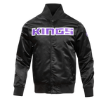 NBA SACRAMENTO KINGS TEAM BIG LOGO MEN'S SATIN JACKET (BLACK)